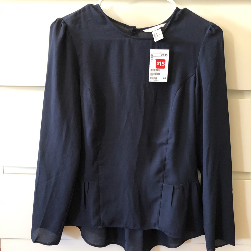New with tags. H&M dk blue blouse